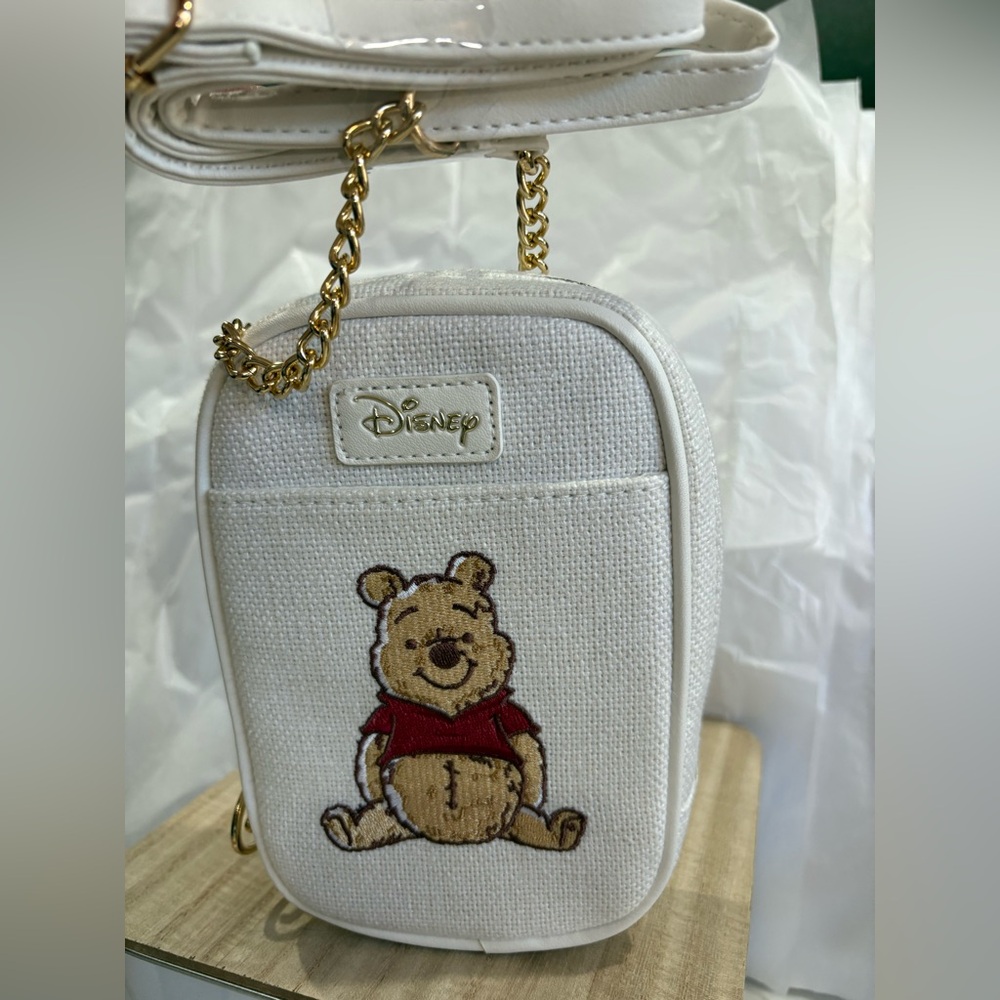 Disney x Primark Winnie The Pooh Canvas Phone Holder Chain Crossbody NWT